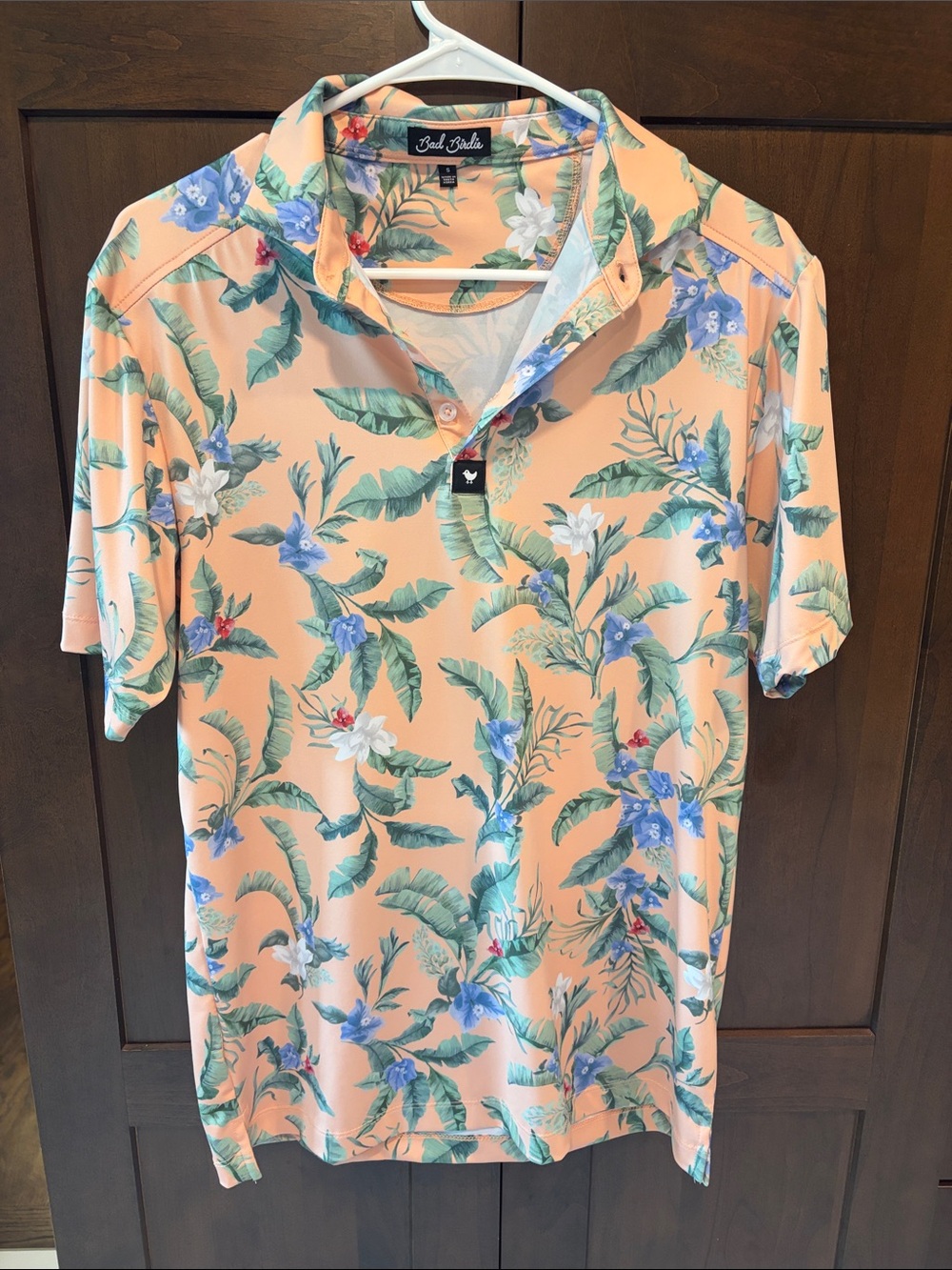 Bad Birdie Peach Floral Men's Polo Shirt